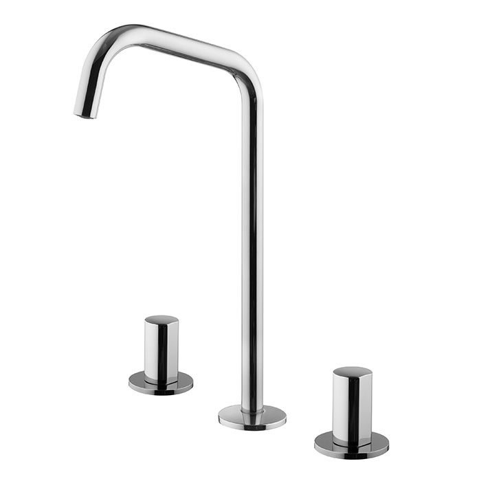 So Смеситель для раковины, на 3 отверстия, высота 329 мм, без ручек, поворотный излив &Oslash; 18мм, донный клапан click-clack, цвет хром