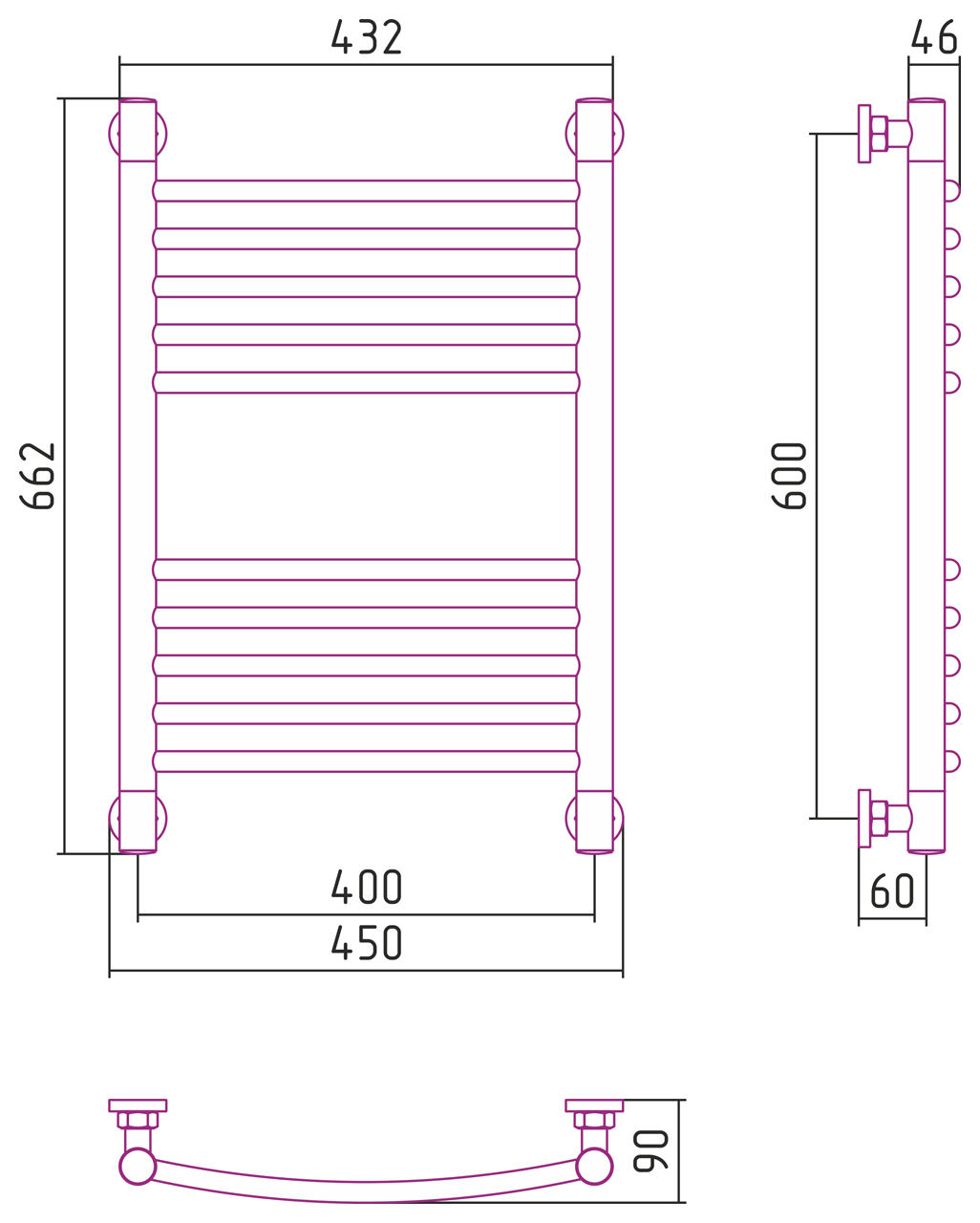 Полотенцесушители Дизайн-радиатор 600х400 