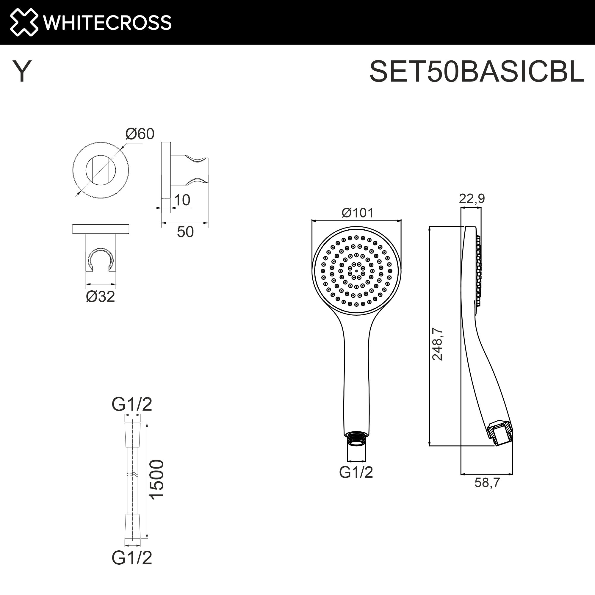 Душевая программа Душевой гарнитур точечный SET50BASICBL (черный мат) 