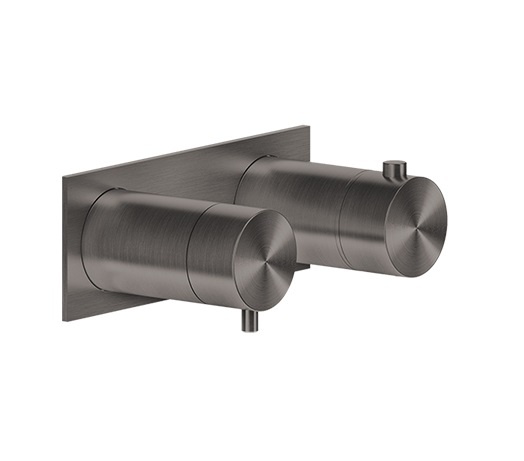 Смесители GESSI 316 Термостатический смеситель, с подключением на 3/4”, фильтр, на 2 источника (внешняя часть), цвет: brushed black metal pvd 