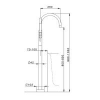 Смесители  Less New Внешняя часть напольного смесителя для ванны с ручным душем со шлангом 150 см, цвет хром (без внутр части ZA00451004) 