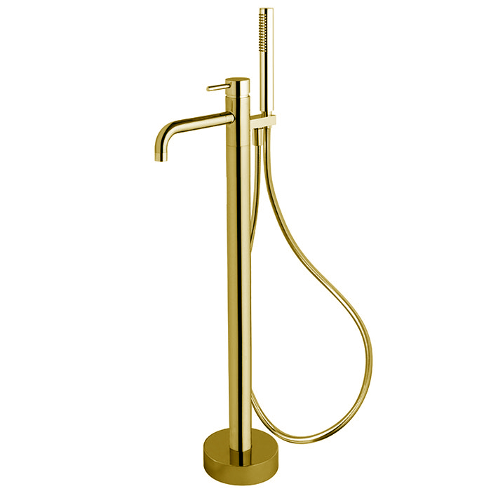 Смесители Смеситель для ванны, напольный, с ручным душем, цвет золото 