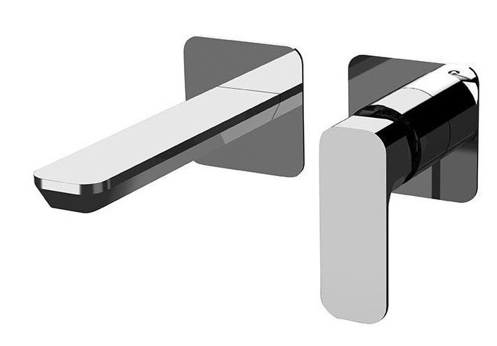 Встраиваемый в стену однорычажный смеситель для раковины (излив 16,8 см), цвет графит