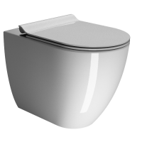 Унитазы Унитаз напольный приставной, безободковый (белый глянцевый) 