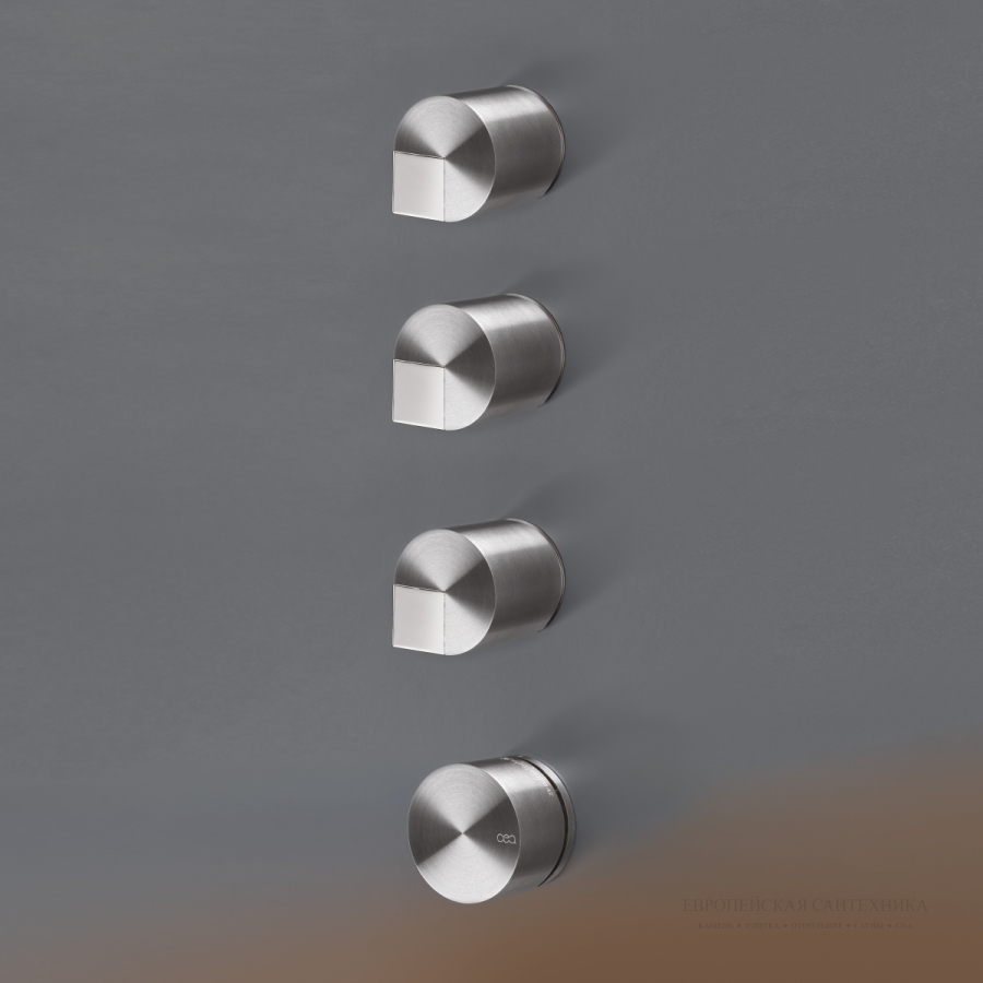 Смесители Термостат Duet, настенный, 3 запорных вентиля, встраиваемый, внешняя часть, цвет сатинированная сталь 