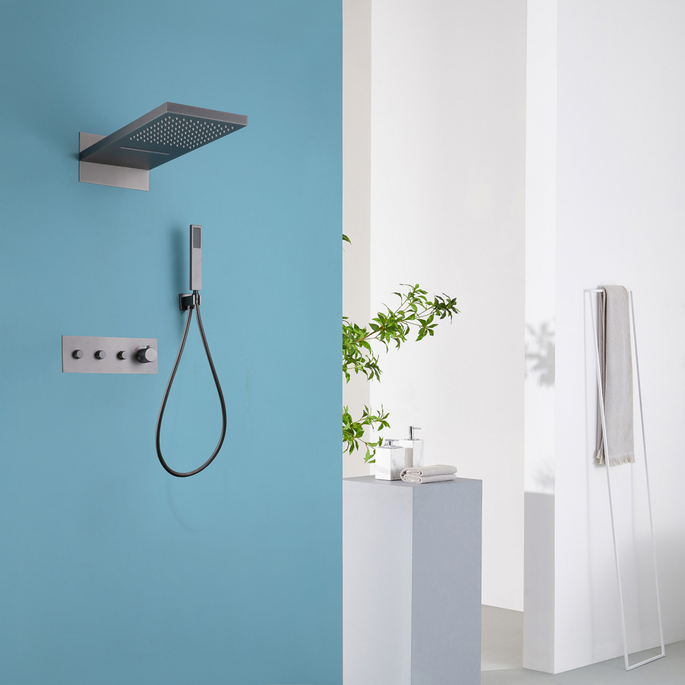 Душевая программа Душевая система скрытого монтажа без излива, термостат, никель 