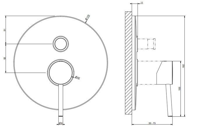 Смесители Внешние части для настенного смесителя с автоматическим переключателем ванна-душ, цвет Finox Brushed Nickel 
