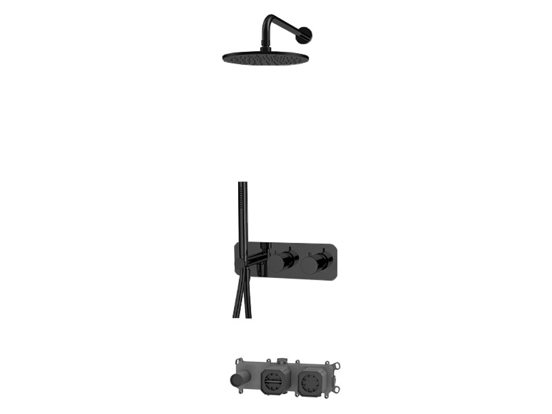 Смесители WELNESS Встроенный смеситель для душа/ванны на два потребителя c ручным душем черный матовый 