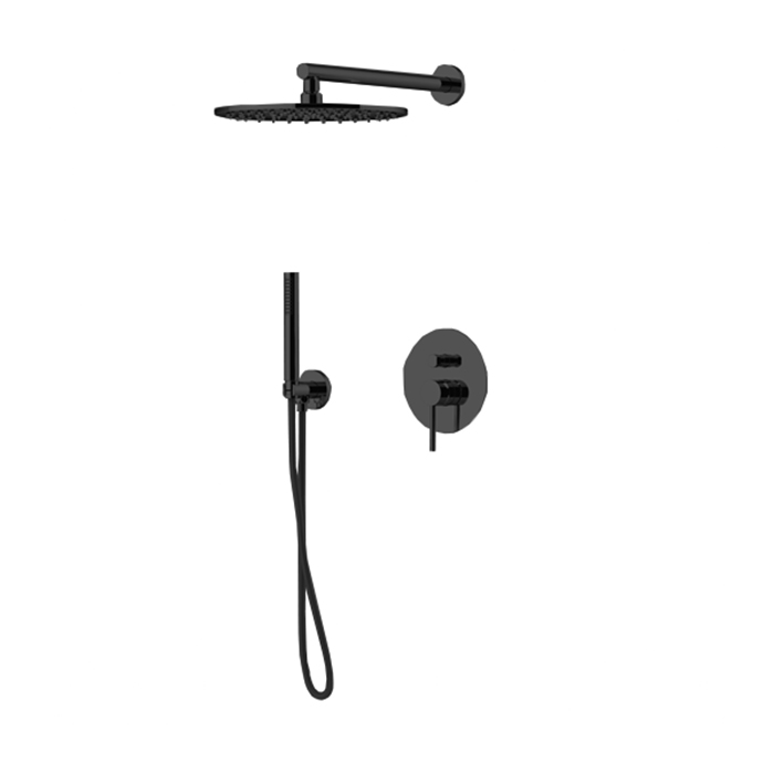 Комплект для ванны со смесителем двстроенным на 2 вых, ручной лейкой и верхним душем 250 мм, цвет NERO OPACO (идентичен 9190/PDNO)