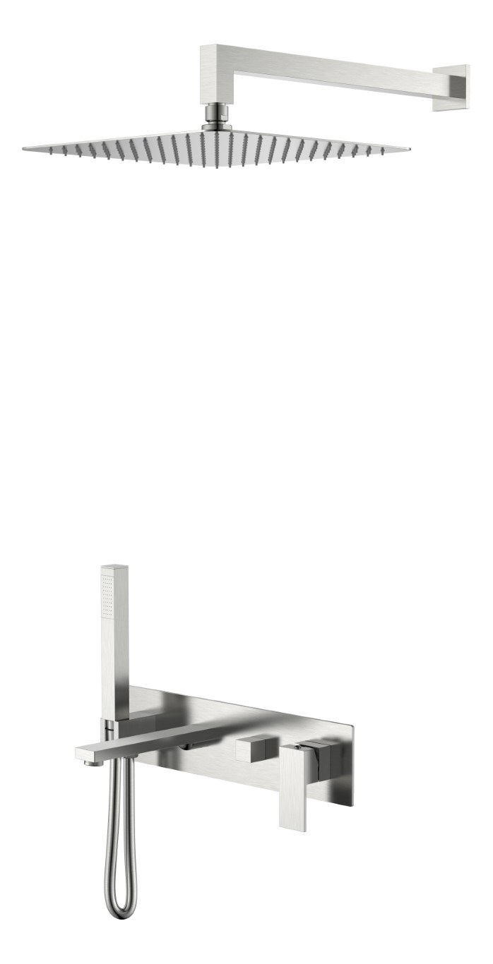 Смесители Смеситель встроенный + верхний+ ручной душ Brushed Nickel 