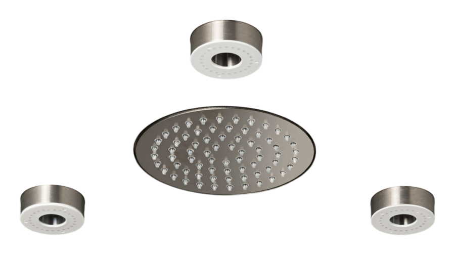 Душевая программа Верхний душ Free Ideas, встраиваемая насадка с 1-м режимом, светодиодная хромотерапия, прозрачные силиконовые форсунки, внешняя часть, цвет сатинированная сталь 