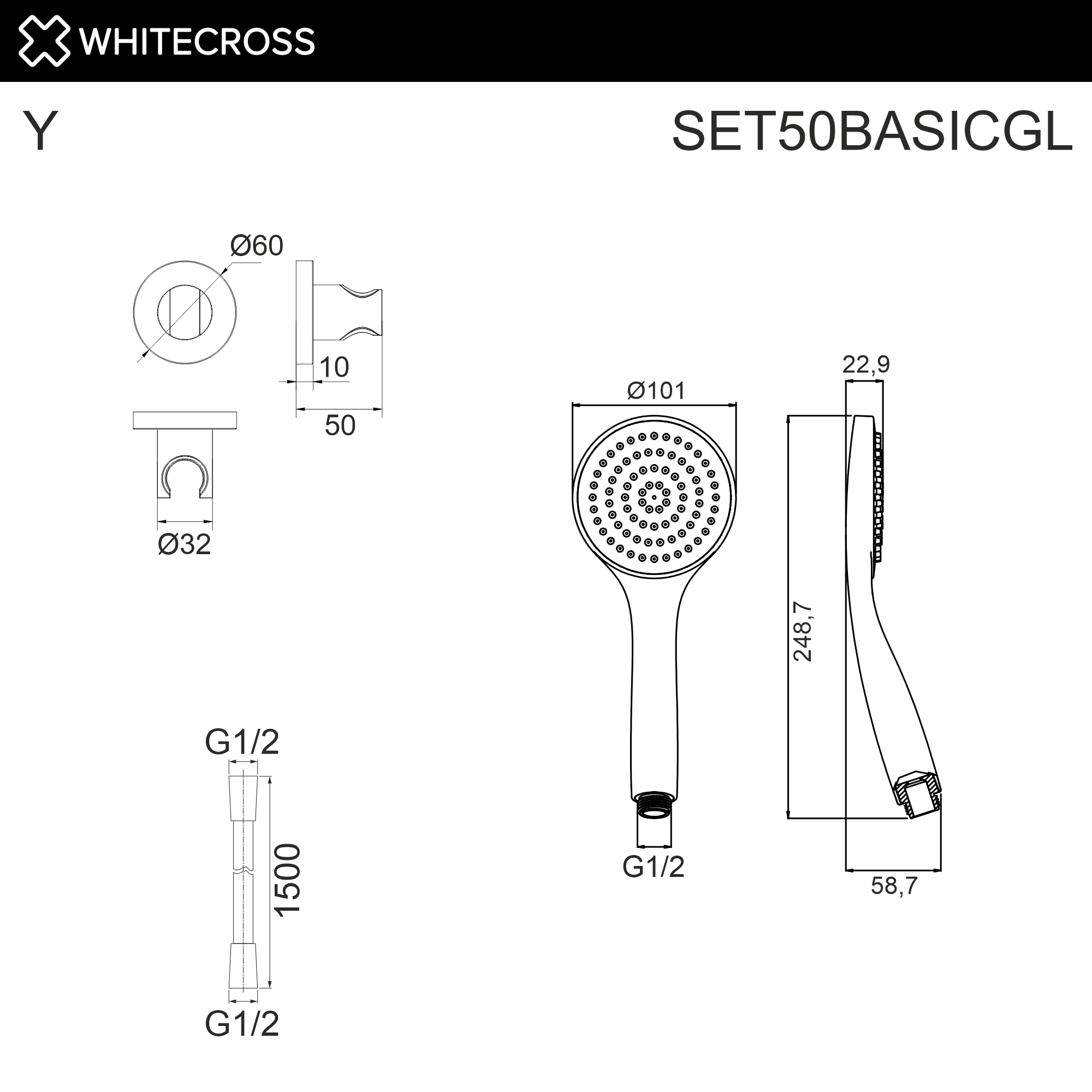 Душевая программа Душевой гарнитур точечный SET50BASICGL (золото) 