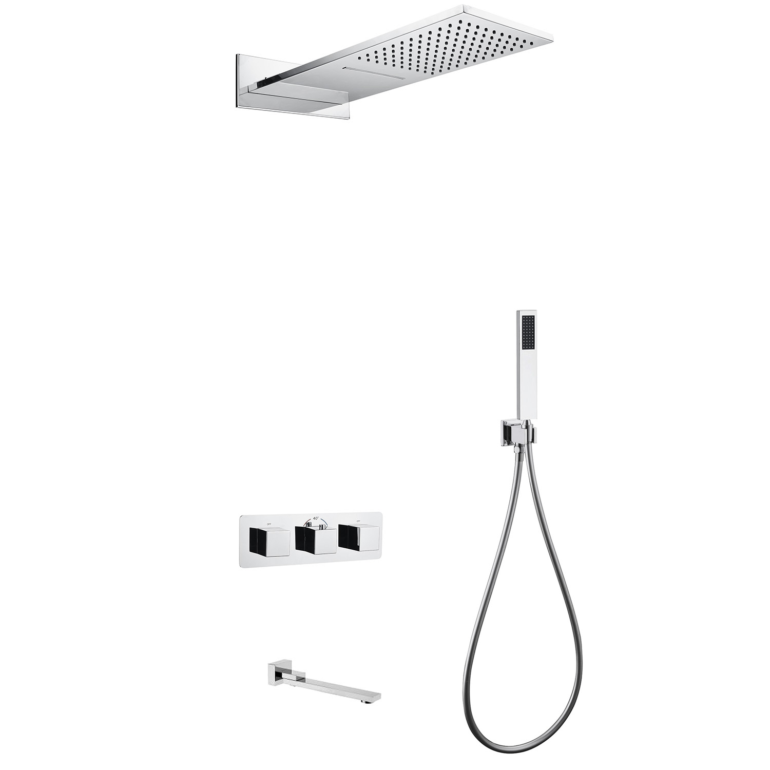 Душевая программа Душевая система скрытого монтажа с изливом, термостат, хром 