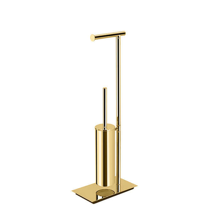 Square Стойка напольная с держателем туалетной бумаги и ершиком, цвет PVD золото матовое