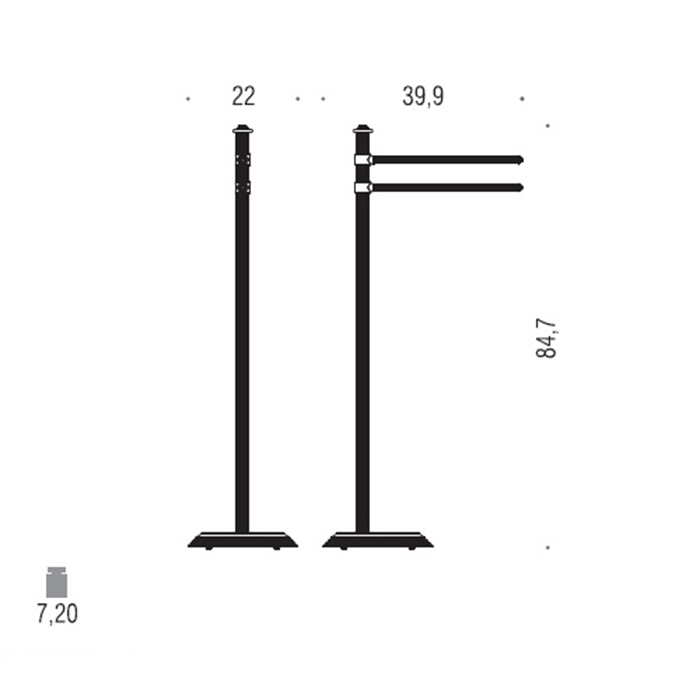 Аксессуары для ванной Стойка с 2-мя полотенцедержателями, напольная, h:84,7 см, цвет античная бронза 