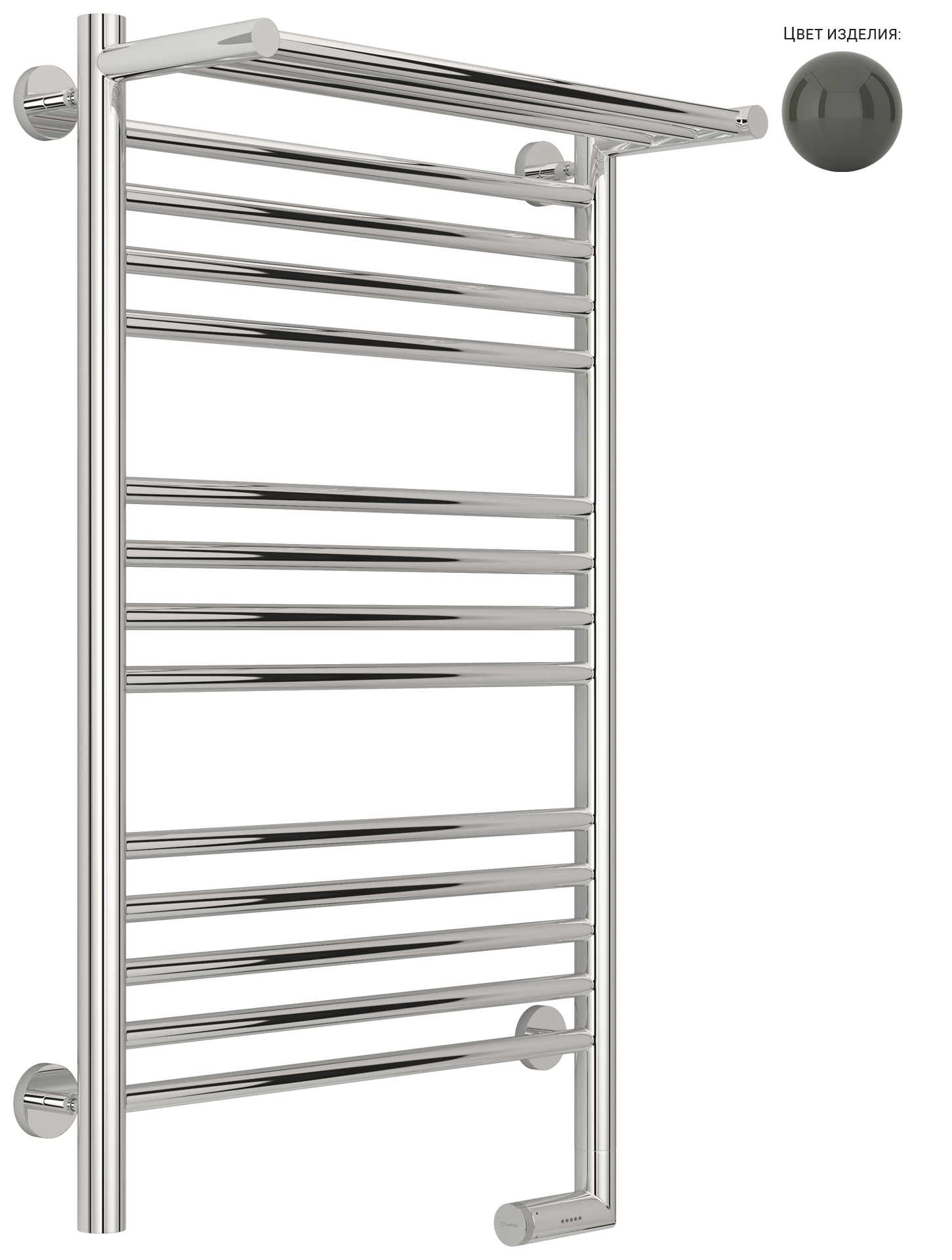 Полотенцесушители Полотенцесушитель электрический с одной полкой 800х500 / МЭМ правый (RAL 7022 Серая умбра) 