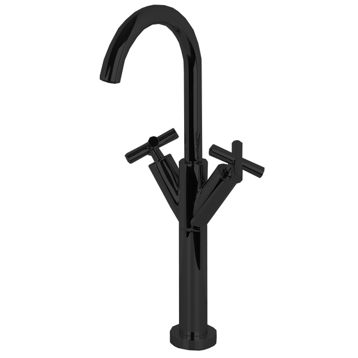 Смесители Смеситель для раковины, на 1 отверстие, высокий, h: 43,7 см, цвет чёрный матовый 