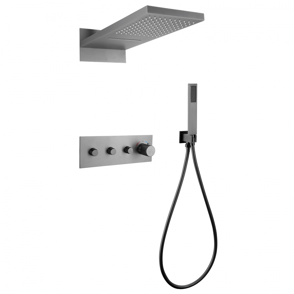 Душевая программа Душевая система скрытого монтажа без излива, термостат, никель 