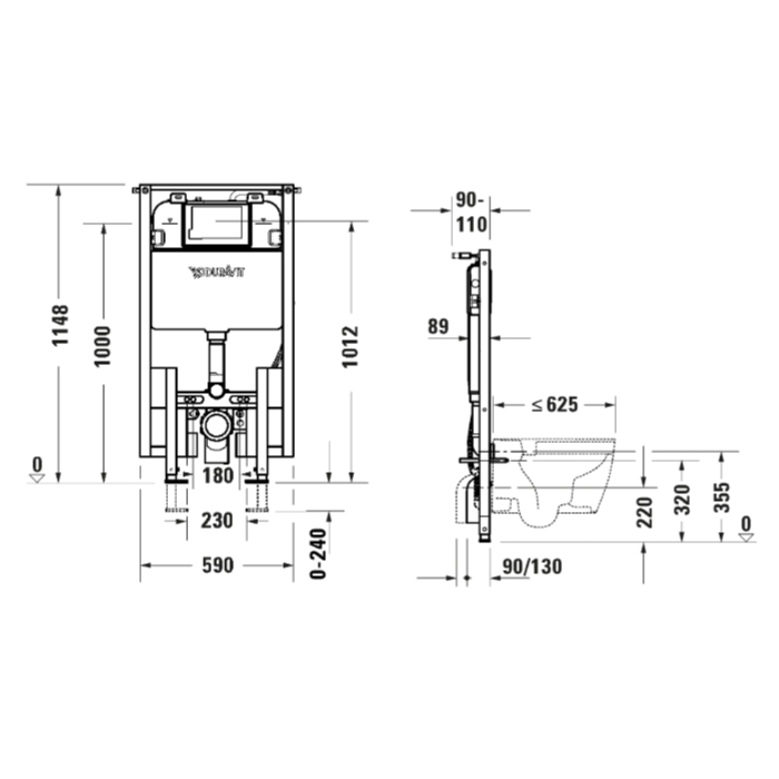 Системы инсталляции Инсталляция  только для подвесного унитаза Sensowash Starck F 1148*590*90 mm 