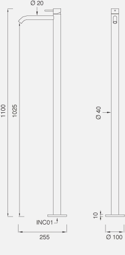 Смесители Отдельно стоящий смеситель для раковины. Высота 1100 мм 