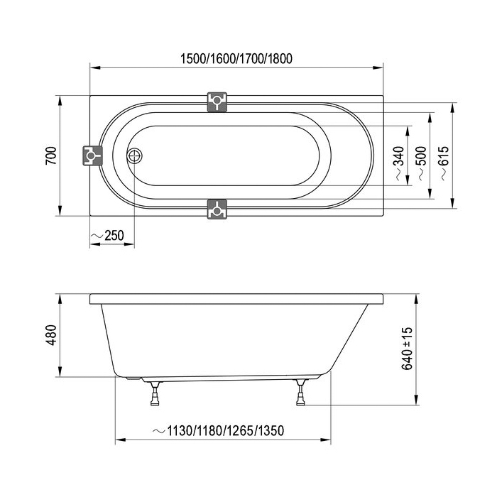Ванны Ванна 170 х 70 белая 