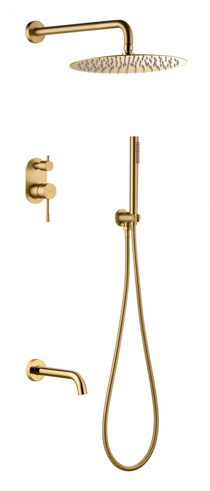 Смесители Смеситель встроенный + верхний+ ручной душ и изливом Matt Gold 