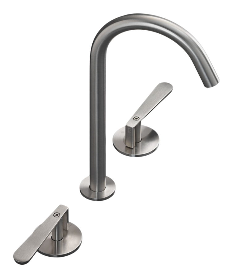 Смесители Смеситель для раковины Lutezia, на 3 отверстия, поворотный излив, H. 235 мм, сталь, цвет сатинированная бронза 