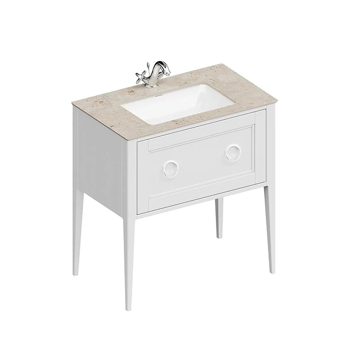 Мебель для ванной Тумба Classic NEO напольная с ящиком 80, белая матовая 