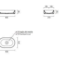 Раковины Раковина накладная 60*37 см (белый матовый) 