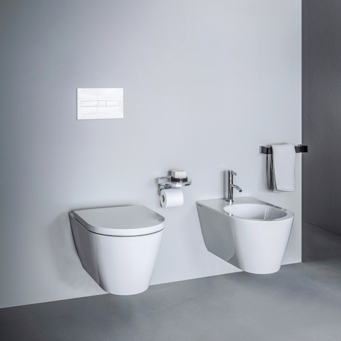 Биде подвесное 545х370х290мм, с 1 отв. под смеситель, без боковых отв, с покр. Llc, цвет: белый