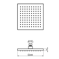 Душевая программа SQUARE Душевая лейка, 200х200 мм, латунь, хром 