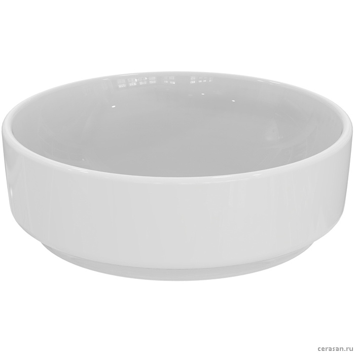 Раковина овальная d40 см, без отверстия под смеситель, без перелива, цвет белый глянец