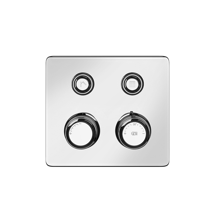 Смесители Смеситель для душа настенный встраиваемый, термостатический, с 2 запорными кнопками, цвет Хром 