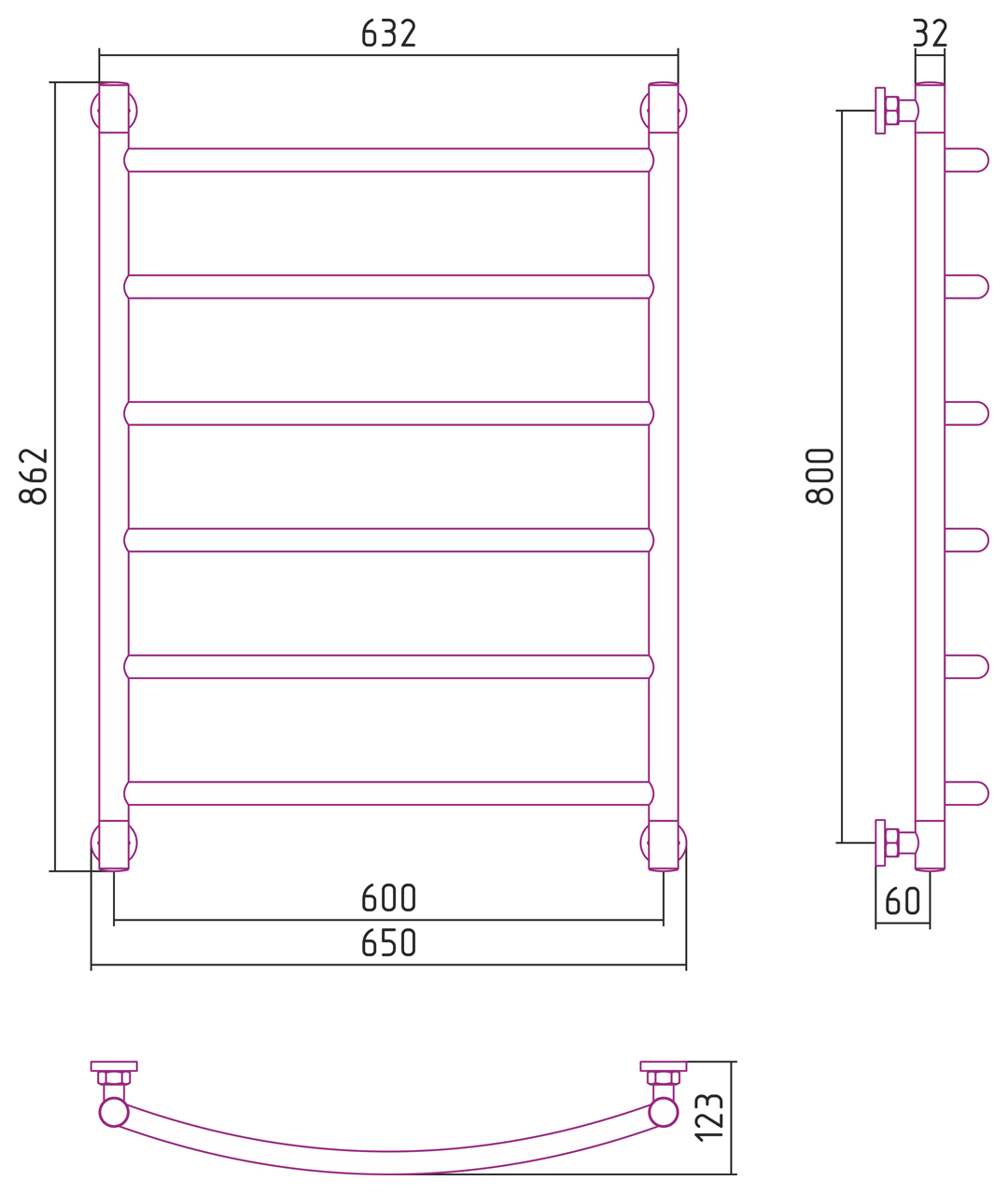 Полотенцесушители Дизайн-радиатор 800х600 