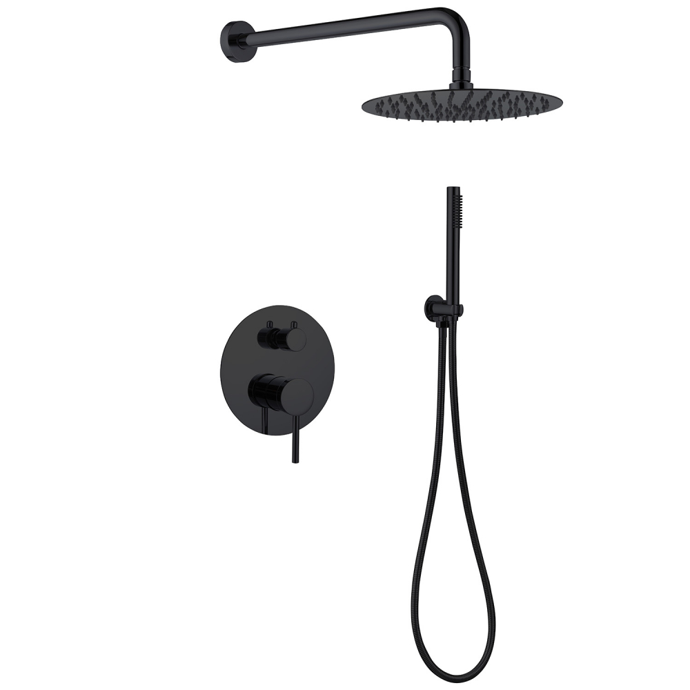 Душевая программа Душевая система скрытого монтажа без излива, черная матовая 