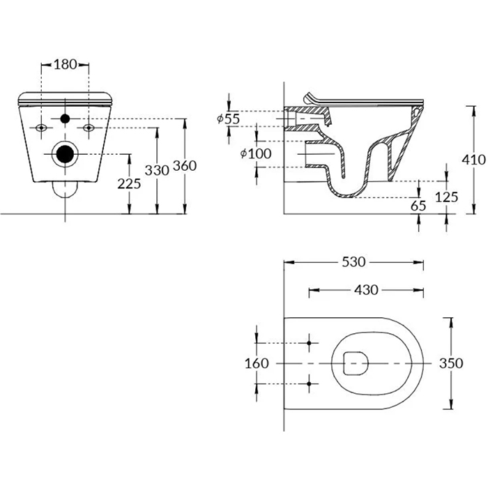 Унитазы Унитаз подвесной безободковый, белый глянцевый (Цена по акции) 