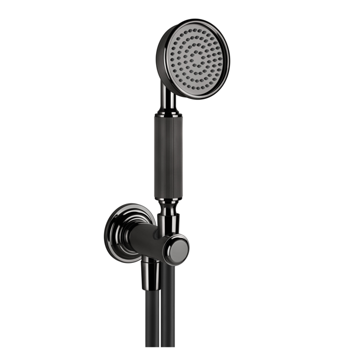 Душевая программа Комплект для душа с ручным душем, шлангом 1500 мм, держателем с подводом воды, цвет Black Metal PVD 