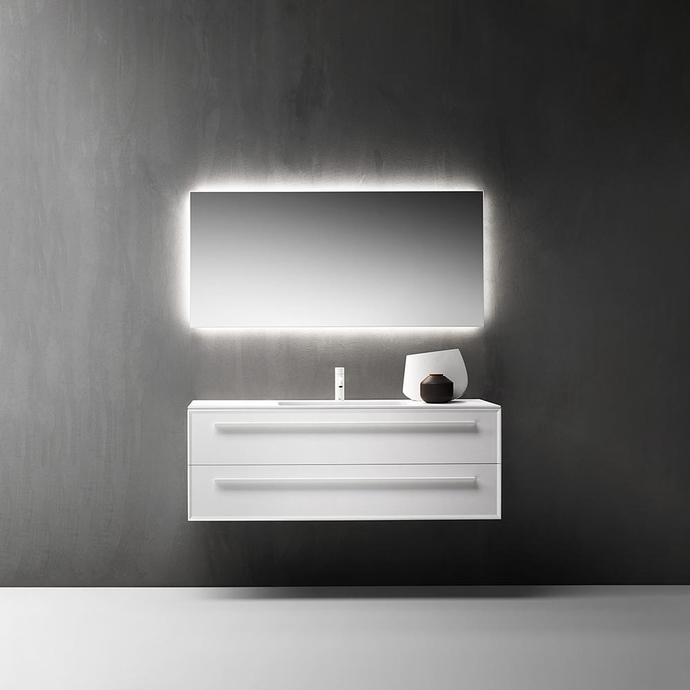 Мебель для ванной Композиция из тумбы R0512000000BQ 1200х450х500 и раковины CERAMILUX P7C12001000OP c 1 отверстием 