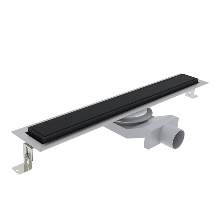 Душевые лотки и трапы Трап душевой PS IN-TILE 6x80 накладка из нержавеющей стали, комбинированный затвор с горизонтальным выпуском 50 мм, 40 л/мин, черный матовый 