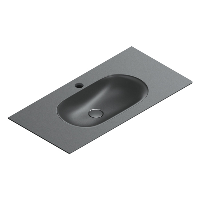 Раковины Раковина консоль 100x50, с 1 отверстием под смеситель, покрытие Cataglaze+ , цвет черный матовый 