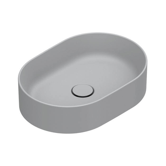 Раковины Раковина настольная без перелива 50x35 h12, без отверстий под смеситель, покрытие Cataglaze+, цвет Cemento Satinato 