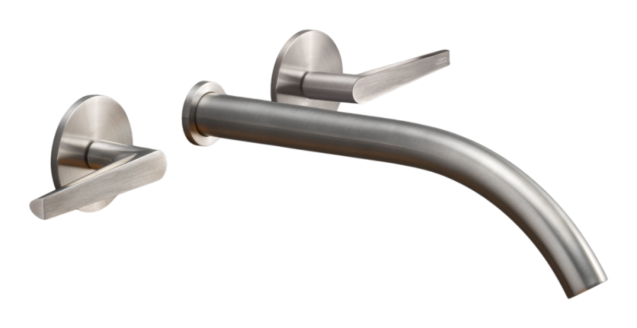 Смесители Смеситель для раковины Flag, настенный, на 3 отверстия, излив L. 220 мм, внешняя часть, сталь, цвет Black Diamond сатинированный 