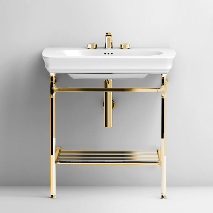 Мебель для ванной Металическая структура Quadra 55х44хh80,5см для раковины 68, полка сетка, цвет золото 