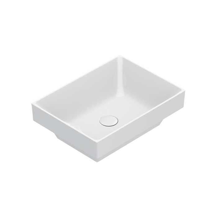 Раковины Раковина 50x37 встраиваемая, без отверстий под смеситель, покрытие Cataglaze+, цвет белый глянцевый 