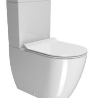 Унитазы Унитаз-компакт напольный, безободковый (белый глянцевый) 