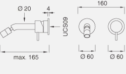Смесители Настенный смеситель с настраиваемым краном. Длина макс. 165 мм MIL36 