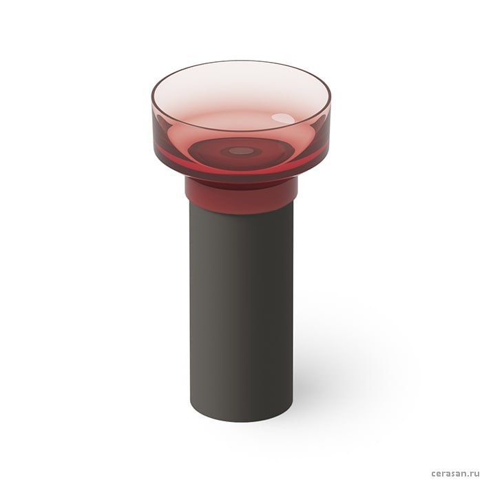 Раковины Раковина напольная 48x48xh90 см, материал: Glasstech прозрачная смола, цвет: чаша pomegranate/пьедестал graphite 