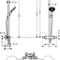 Душевая программа Showerpipe 240 2jet с термостатом, хром 