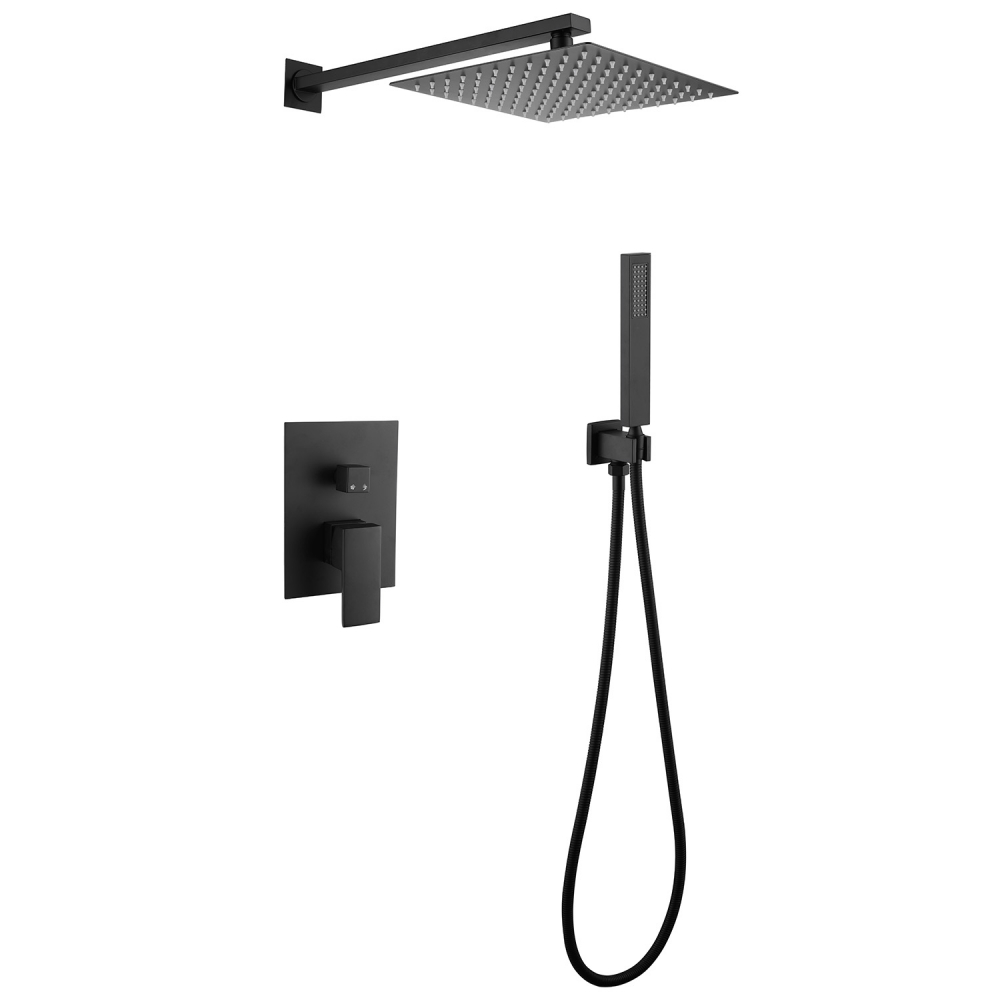 Душевая программа Душевая система скрытого монтажа без излива, черная матовая 