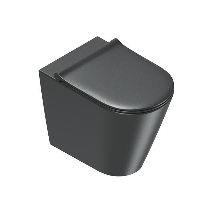 Унитазы Унитаз напольный 55x35, безободковый, универс.слив, смыв Tornado, покрытие Twinglaze+, без крепежа, цвет черный матовый 